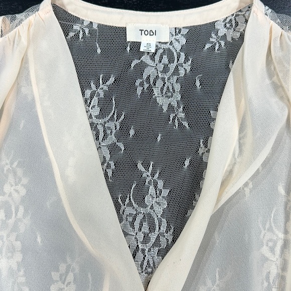 Tobi Sheer Blush Tank Top with Lace Back - S - Picture 12 of 12